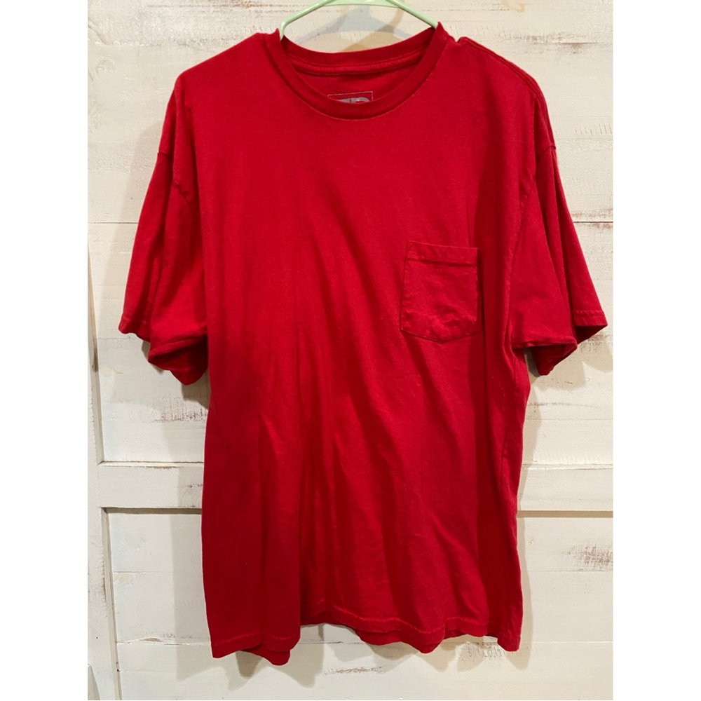 Real-Ranch Workwear Solid Red Mens Cotton Shirt XL - Short Sleeves Pocket Shirt